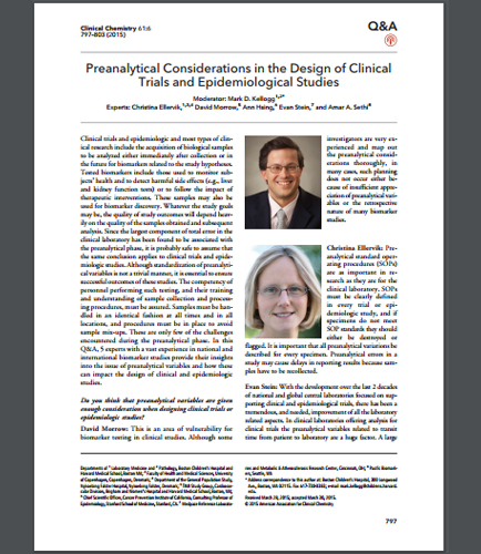 Preanalytical Considerations in the Design of Clinical Trials and Epidemiological Studies