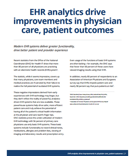 EHR Analytics Drive Improvements in Physician Care, Patient Outcomes