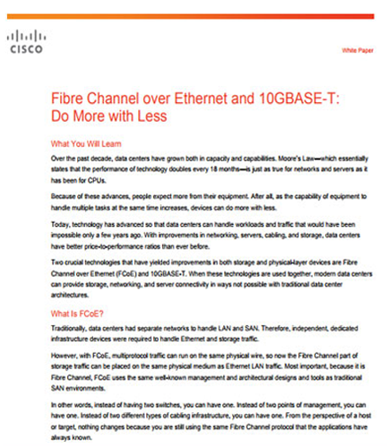 Fibre Channel over Ethernet and 10GBASE-T: Do More with Less