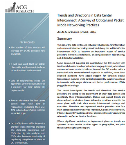 Trends and Directions in Data Center Interconnect: A Survey of Optical and Packet Mode Networking Practices