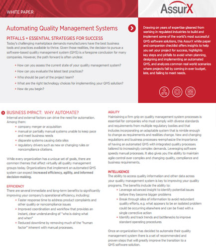 Automating Quality Management Systems