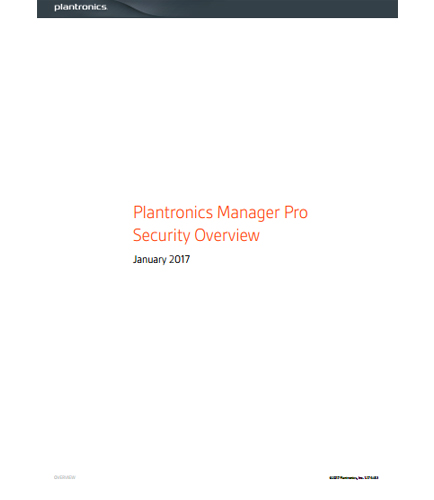 Plantronics Manager Pro Security Overview