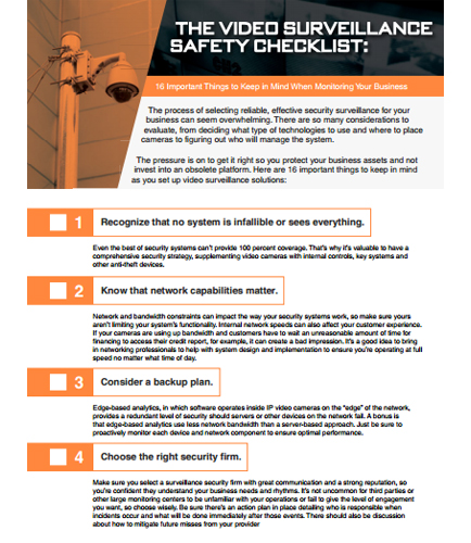 The Video Surveillance Safety Checklist