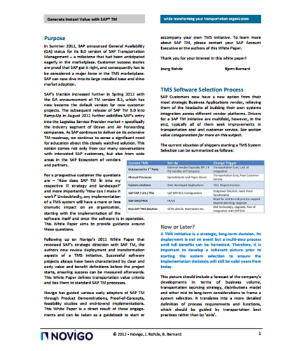 Generate Instant Value With SAP Transport Management System (SAP TMS)