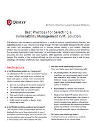 Best Practices for Selecting a Vulnerability Management (VM) Solution