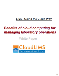 LIMS- Going the Cloud Way
